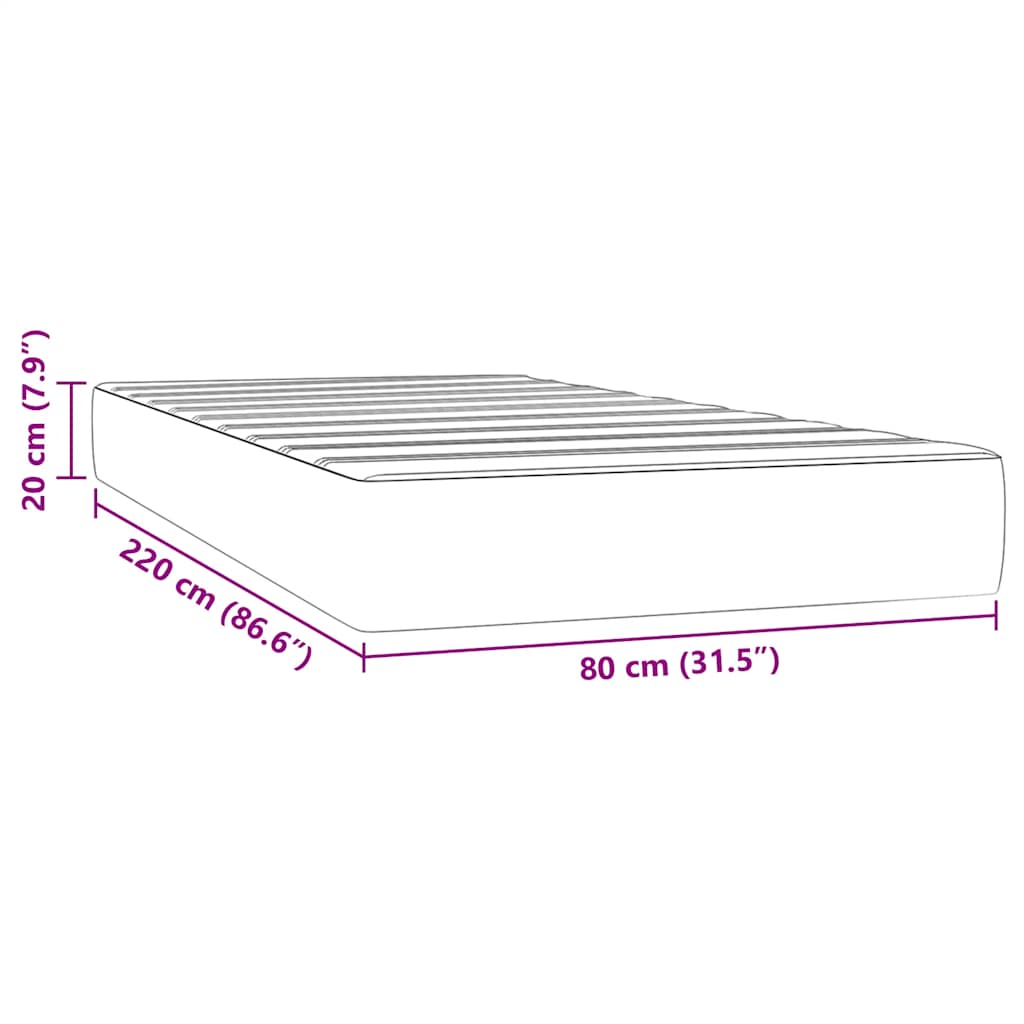 vidaXL Saltea de pat cu arcuri, gri închis, 80x220x20 cm, catifea vidaXL Saltea de pat cu arcuri, gri închis, 80x220x20 cm, catifea