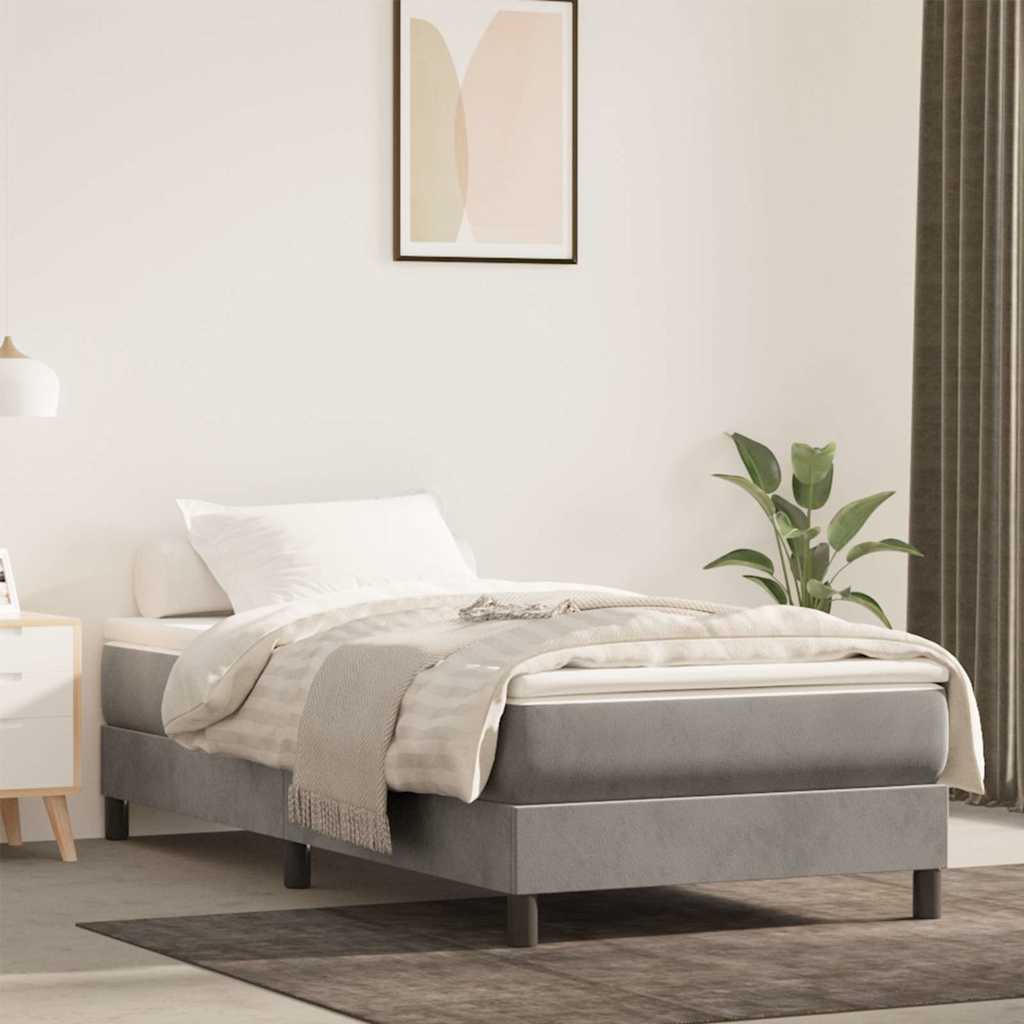 vidaXL Saltea de pat cu arcuri, gri deschis, 90x220x20 cm, catifea vidaXL Saltea de pat cu arcuri, gri deschis, 90x220x20 cm, catifea