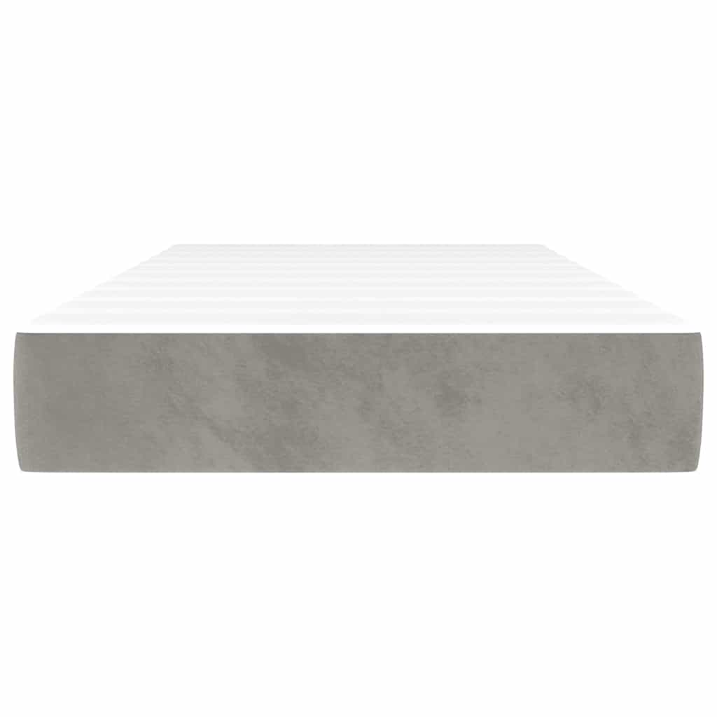 vidaXL Saltea de pat cu arcuri, gri deschis, 100x220x20 cm, catifea vidaXL Saltea de pat cu arcuri, gri deschis, 100x220x20 cm, catifea