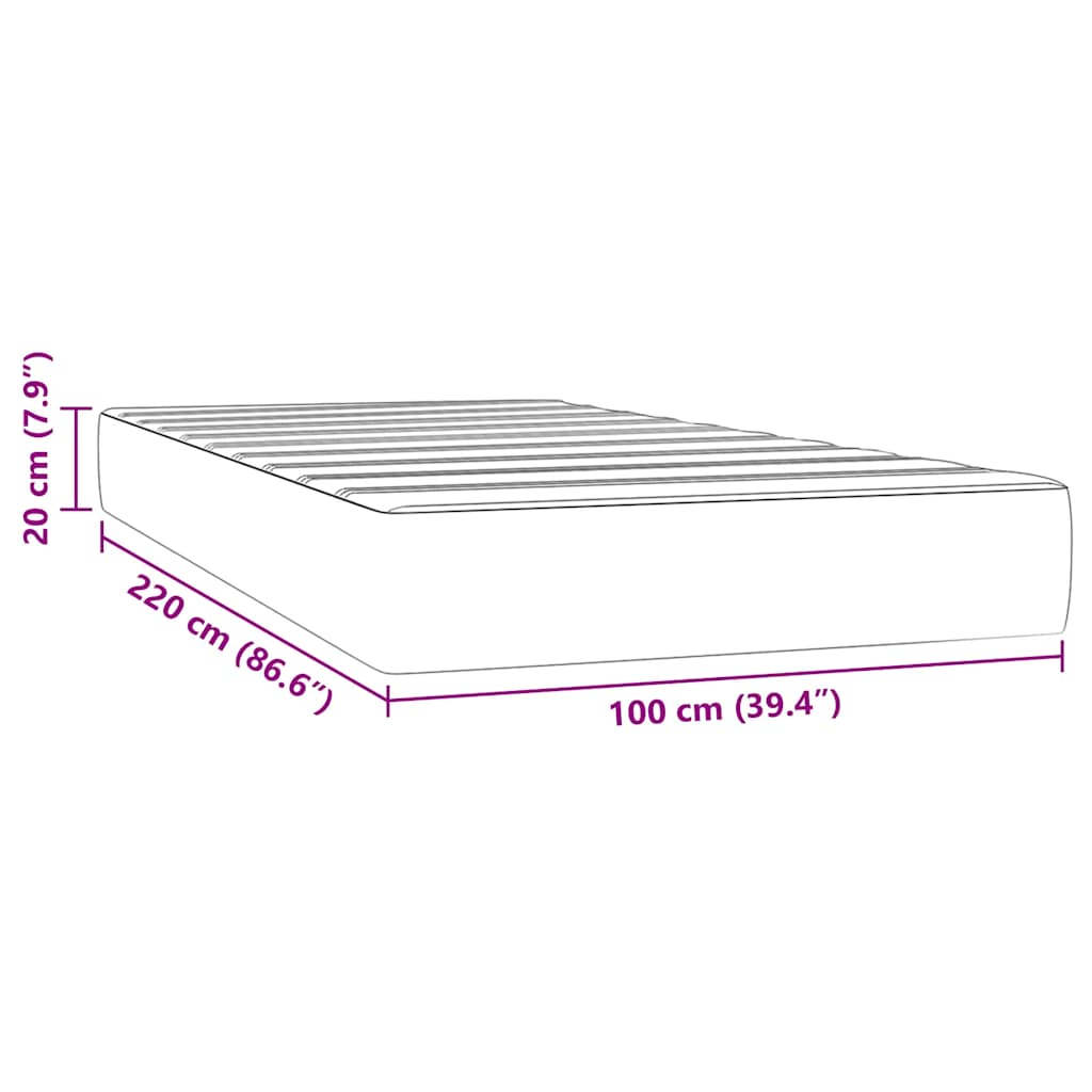 vidaXL Saltea de pat cu arcuri, gri deschis, 100x220x20 cm, catifea vidaXL Saltea de pat cu arcuri, gri deschis, 100x220x20 cm, catifea