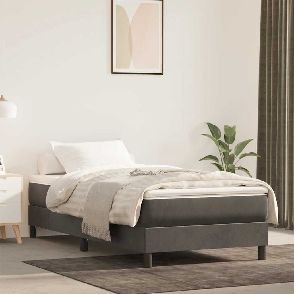vidaXL Saltea de pat cu arcuri, gri închis, 100x220x20 cm, catifea vidaXL Saltea de pat cu arcuri, gri închis, 100x220x20 cm, catifea
