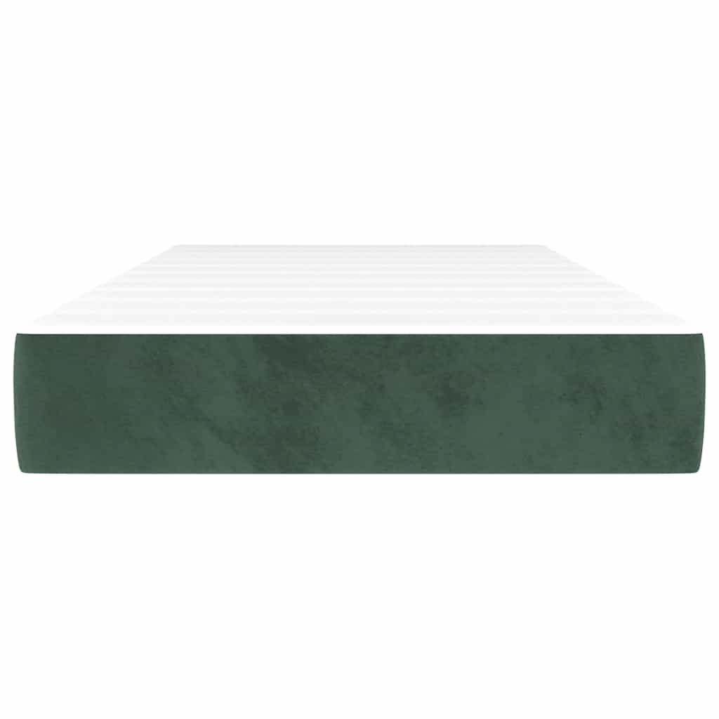 vidaXL Saltea de pat cu arcuri, verde închis, 100x220x20 cm, catifea