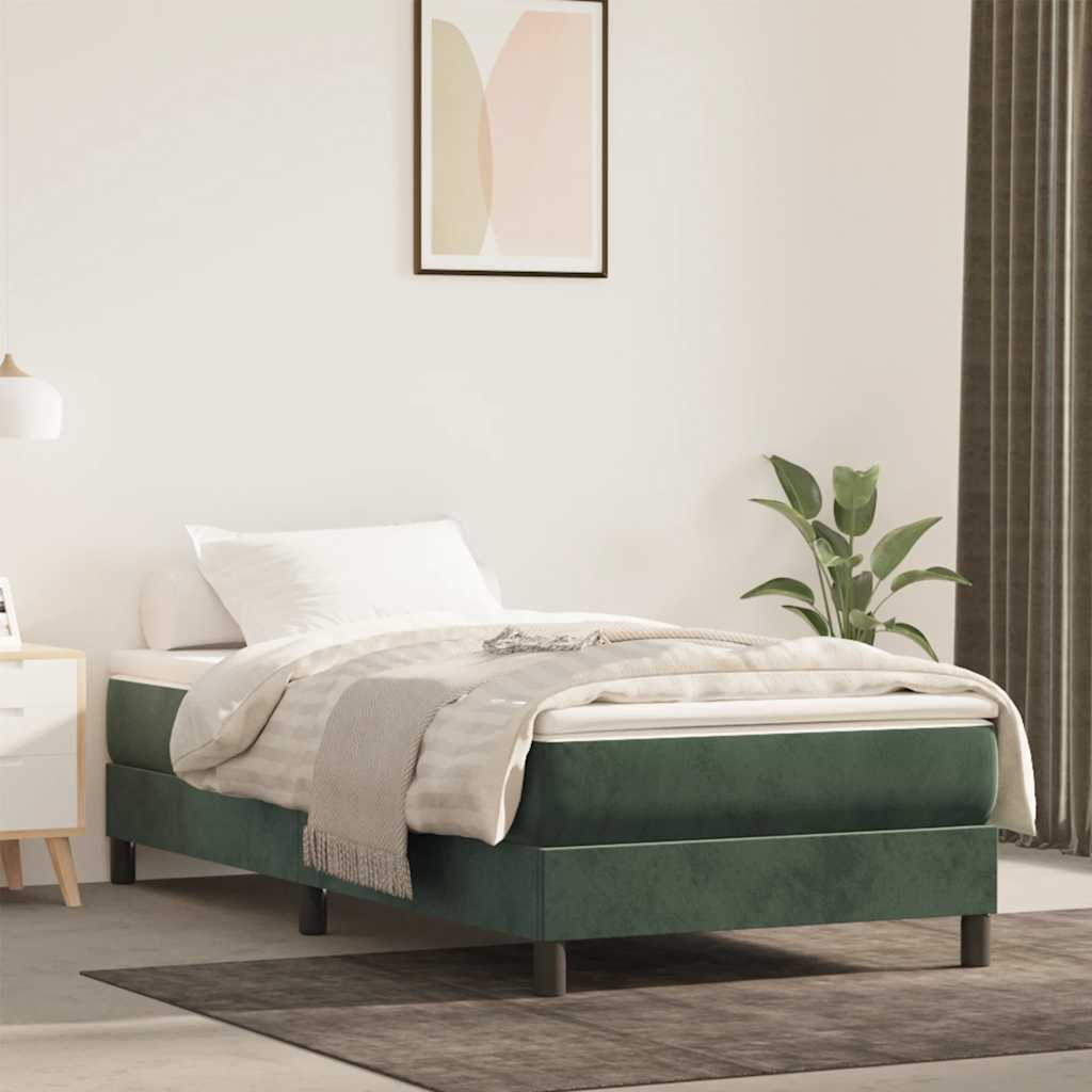 vidaXL Saltea de pat cu arcuri, verde închis, 100x220x20 cm, catifea