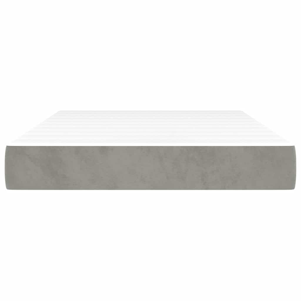 vidaXL Saltea de pat cu arcuri, gri deschis, 120x220x20 cm, catifea vidaXL Saltea de pat cu arcuri, gri deschis, 120x220x20 cm, catifea