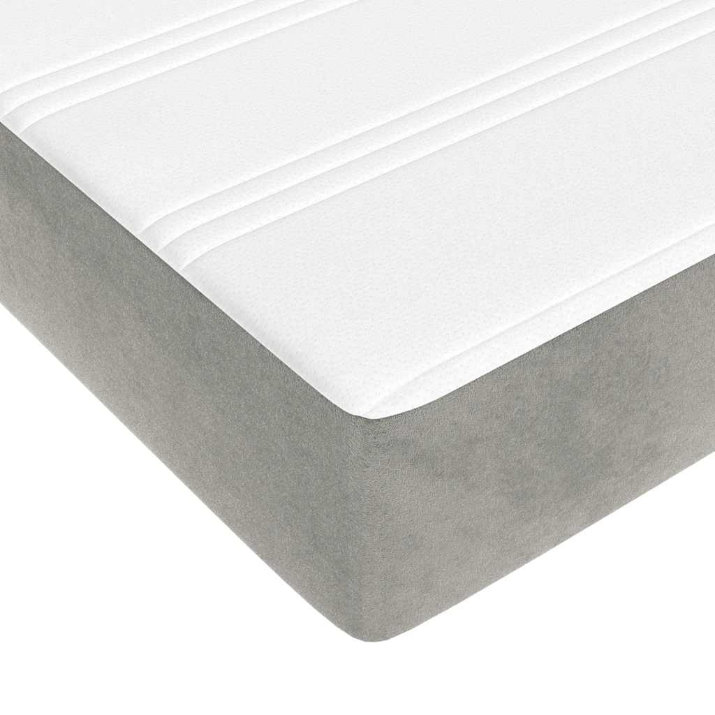 vidaXL Saltea de pat cu arcuri, gri deschis, 120x220x20 cm, catifea vidaXL Saltea de pat cu arcuri, gri deschis, 120x220x20 cm, catifea