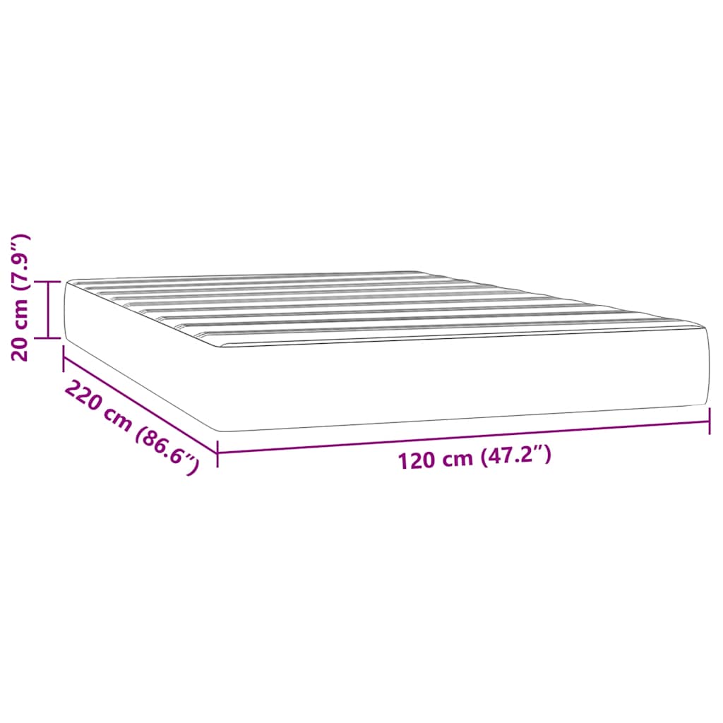 vidaXL Saltea de pat cu arcuri, gri deschis, 120x220x20 cm, catifea vidaXL Saltea de pat cu arcuri, gri deschis, 120x220x20 cm, catifea