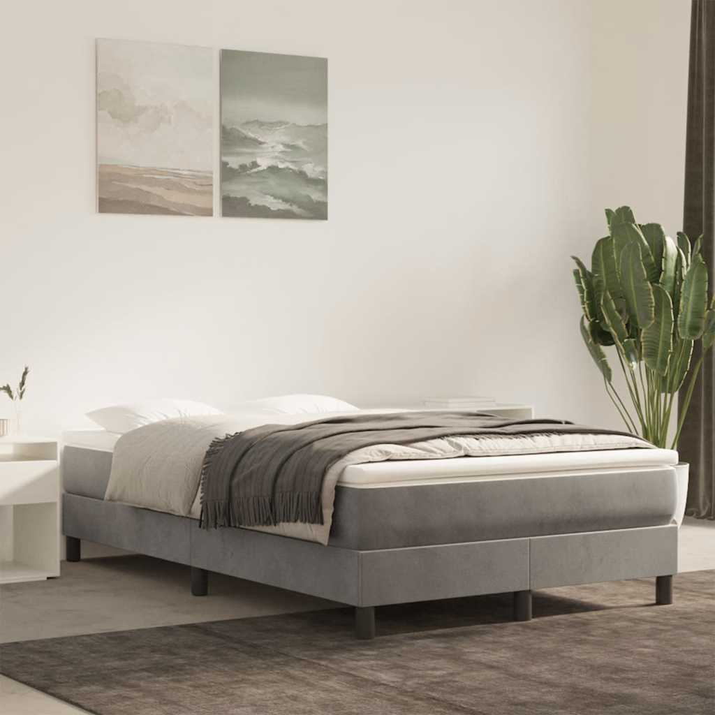 vidaXL Saltea de pat cu arcuri, gri deschis, 120x220x20 cm, catifea vidaXL Saltea de pat cu arcuri, gri deschis, 120x220x20 cm, catifea
