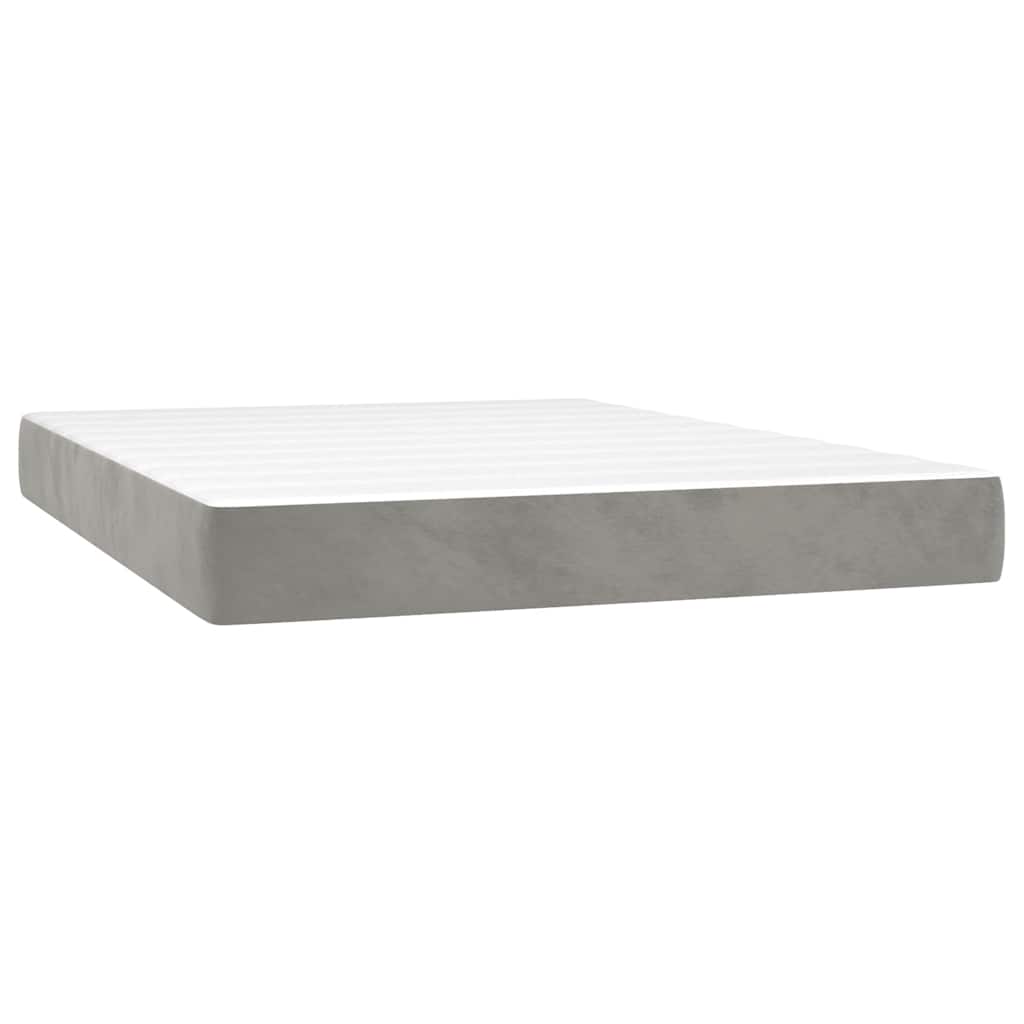 vidaXL Saltea de pat cu arcuri, gri deschis, 140x220x20 cm, catifea vidaXL Saltea de pat cu arcuri, gri deschis, 140x220x20 cm, catifea