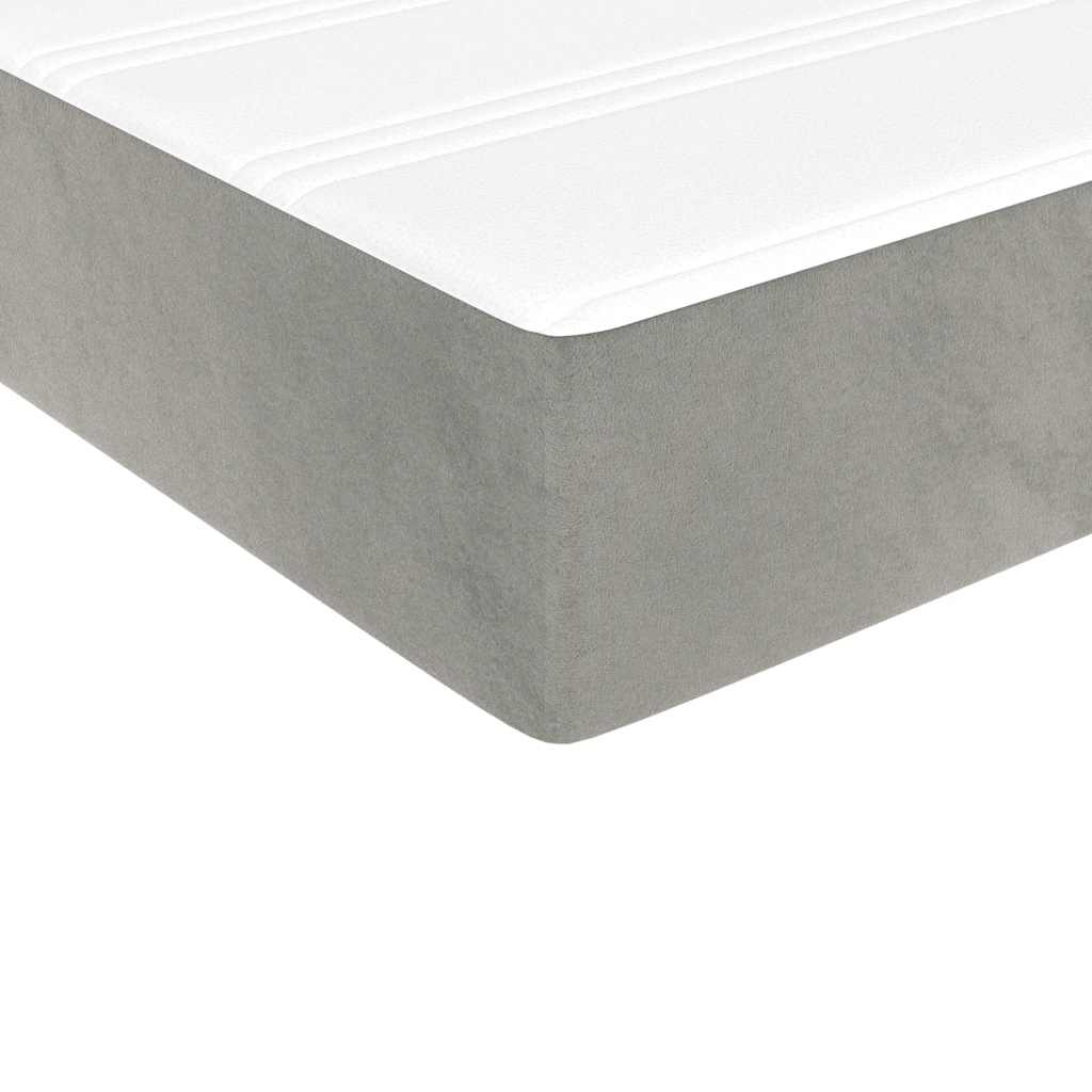 vidaXL Saltea de pat cu arcuri, gri deschis, 140x220x20 cm, catifea vidaXL Saltea de pat cu arcuri, gri deschis, 140x220x20 cm, catifea