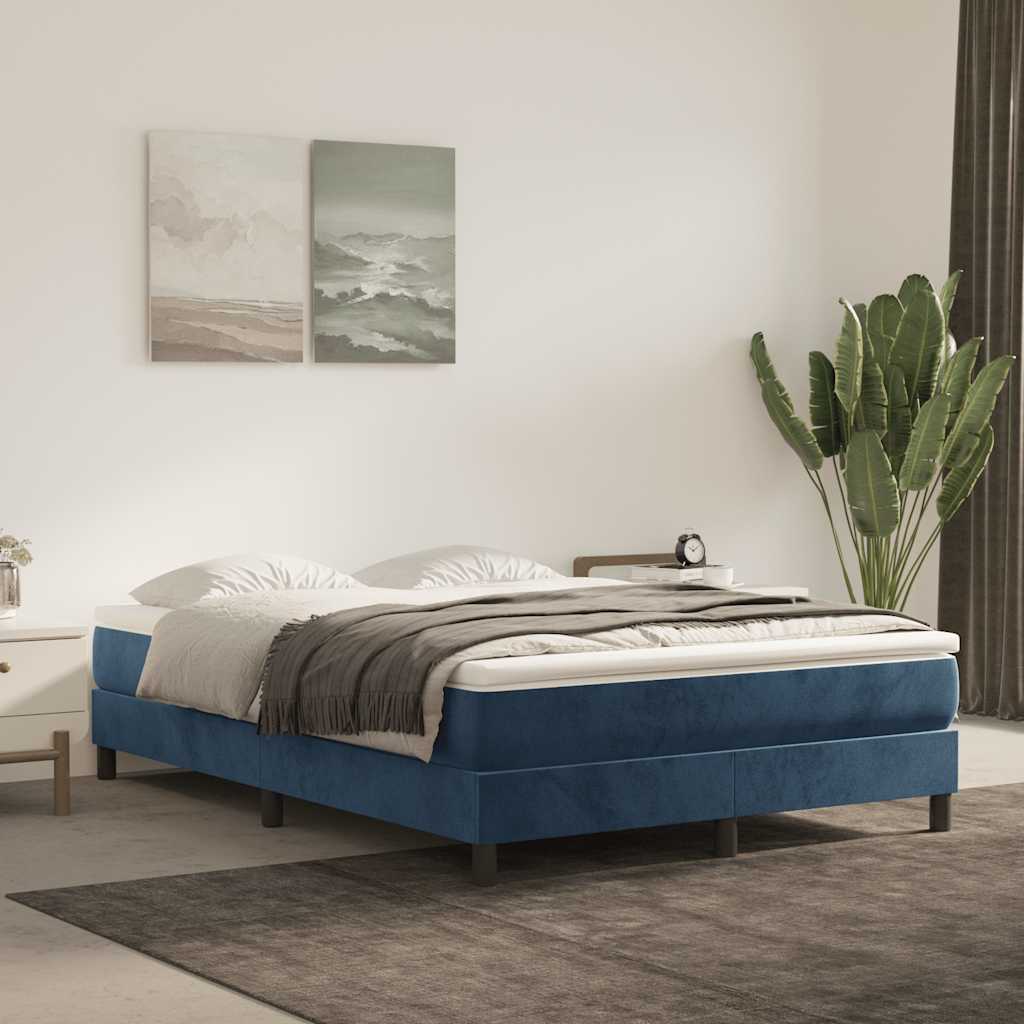 vidaXL Saltea pat cu arcuri, albastru închis, 140x220x20 cm, catifea vidaXL Saltea pat cu arcuri, albastru închis, 140x220x20 cm, catifea