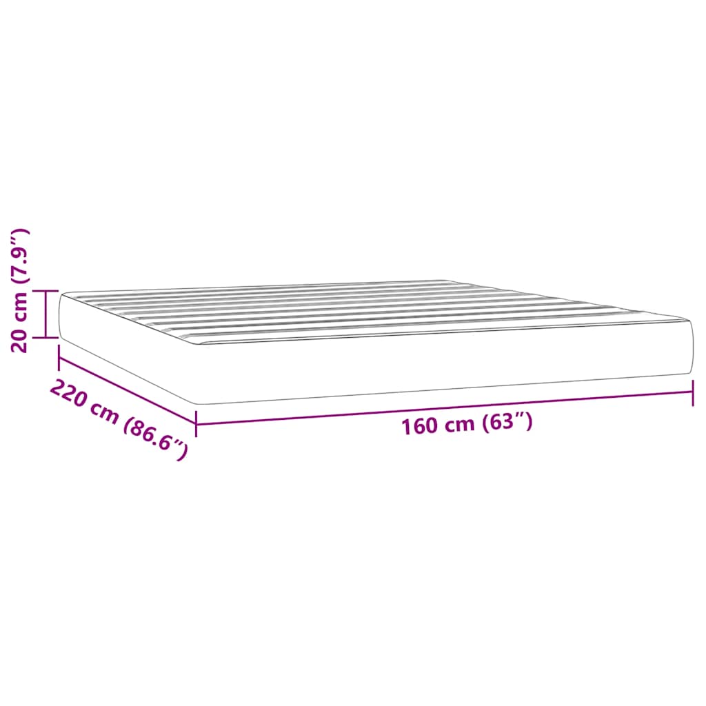 vidaXL Saltea de pat cu arcuri, gri închis, 160x220x20 cm, catifea vidaXL Saltea de pat cu arcuri, gri închis, 160x220x20 cm, catifea