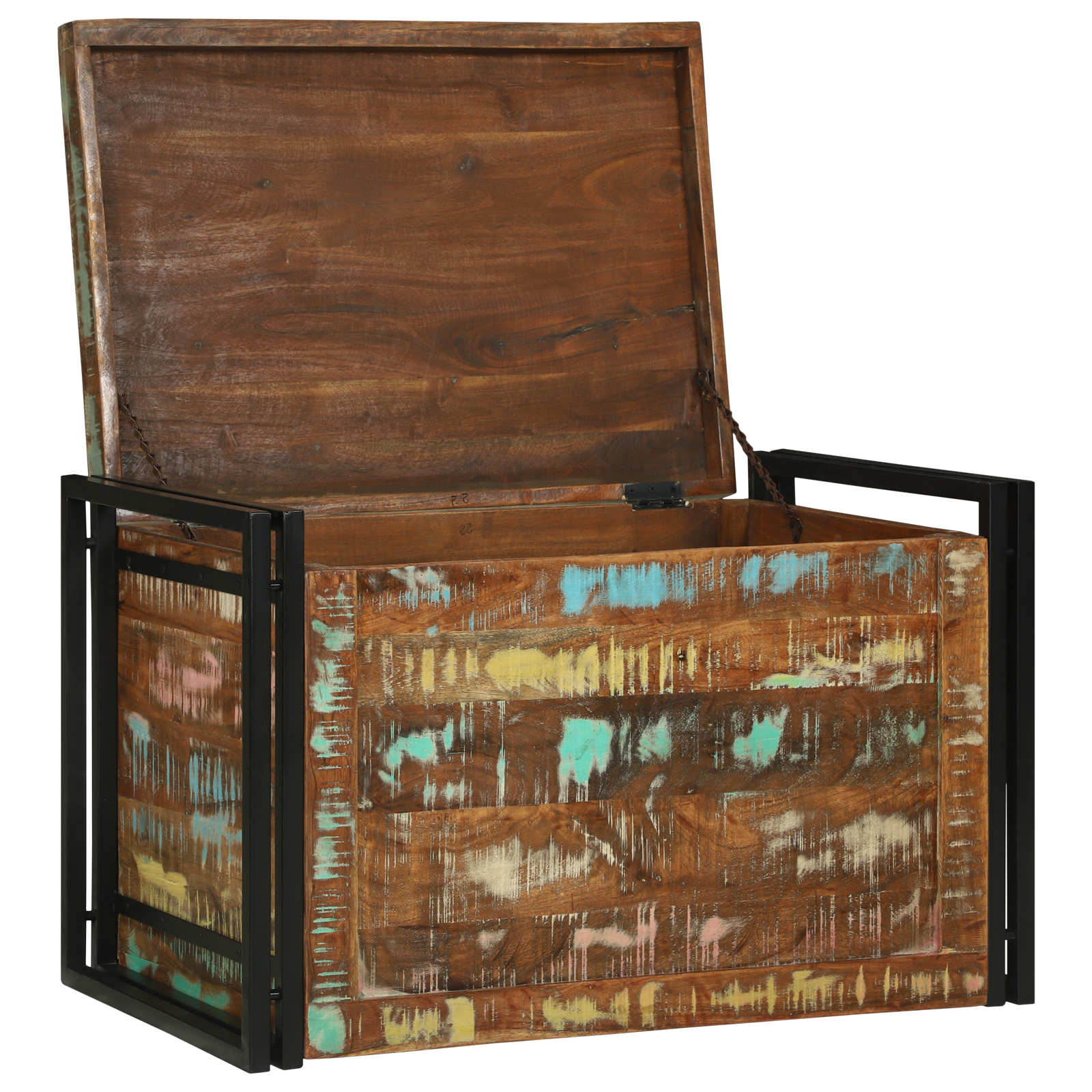 vidaXL Ladă de depozitare Multicolor 80 x 50 x 50 cm - Lemn masiv recuperat vidaXL Ladă de depozitare Multicolor 80 x 50 x 50 cm - Lemn masiv recuperat