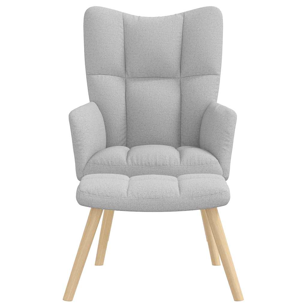vidaXL Scaun de relaxare cu taburet din material gri nor vidaXL Scaun de relaxare cu taburet din material gri nor