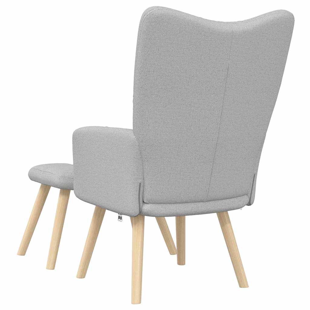 vidaXL Scaun de relaxare cu taburet din material gri nor vidaXL Scaun de relaxare cu taburet din material gri nor