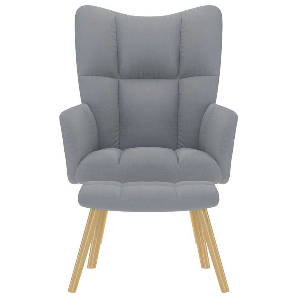 vidaXL Scaun de relaxare cu taburet, gri deschis, textil vidaXL Scaun de relaxare cu taburet, gri deschis, textil