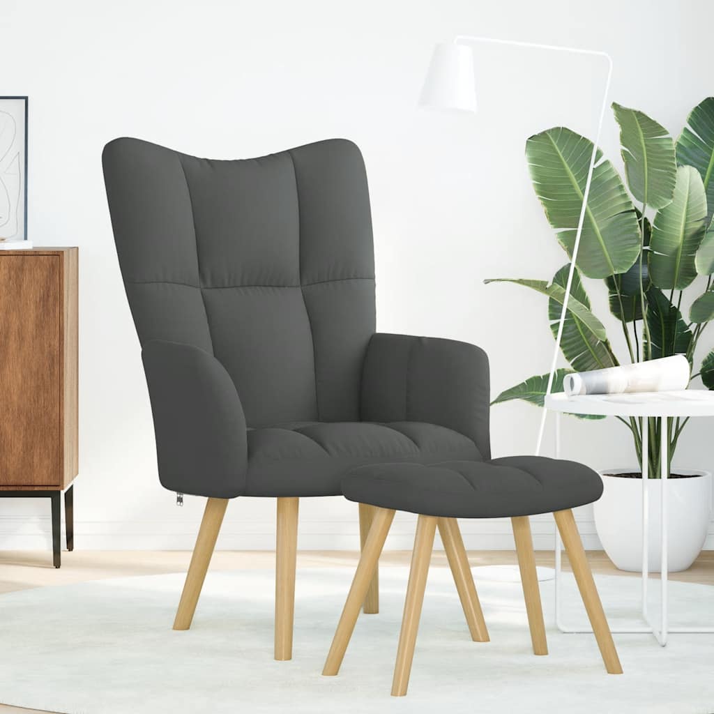 vidaXL Scaun de relaxare cu taburet, gri deschis, textil vidaXL Scaun de relaxare cu taburet, gri deschis, textil