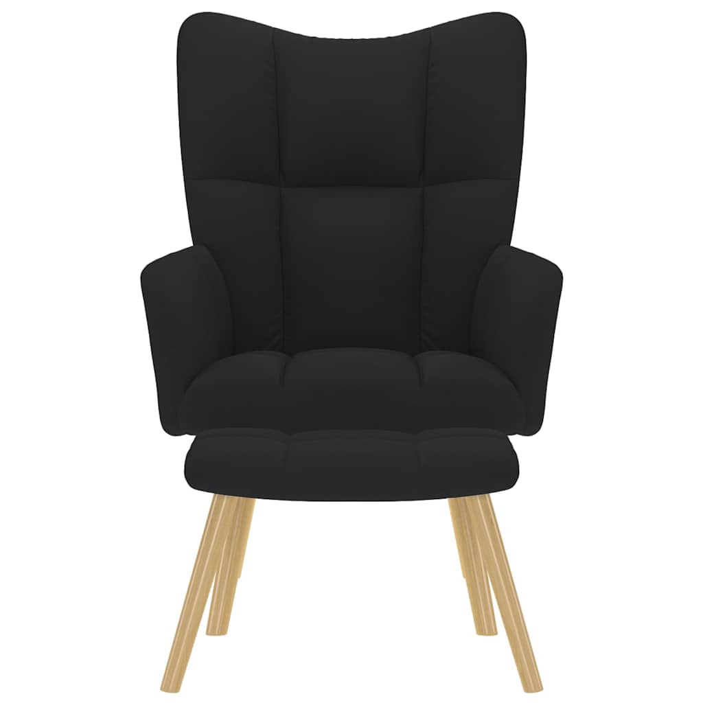 vidaXL Scaun de relaxare cu taburet, negru, textil