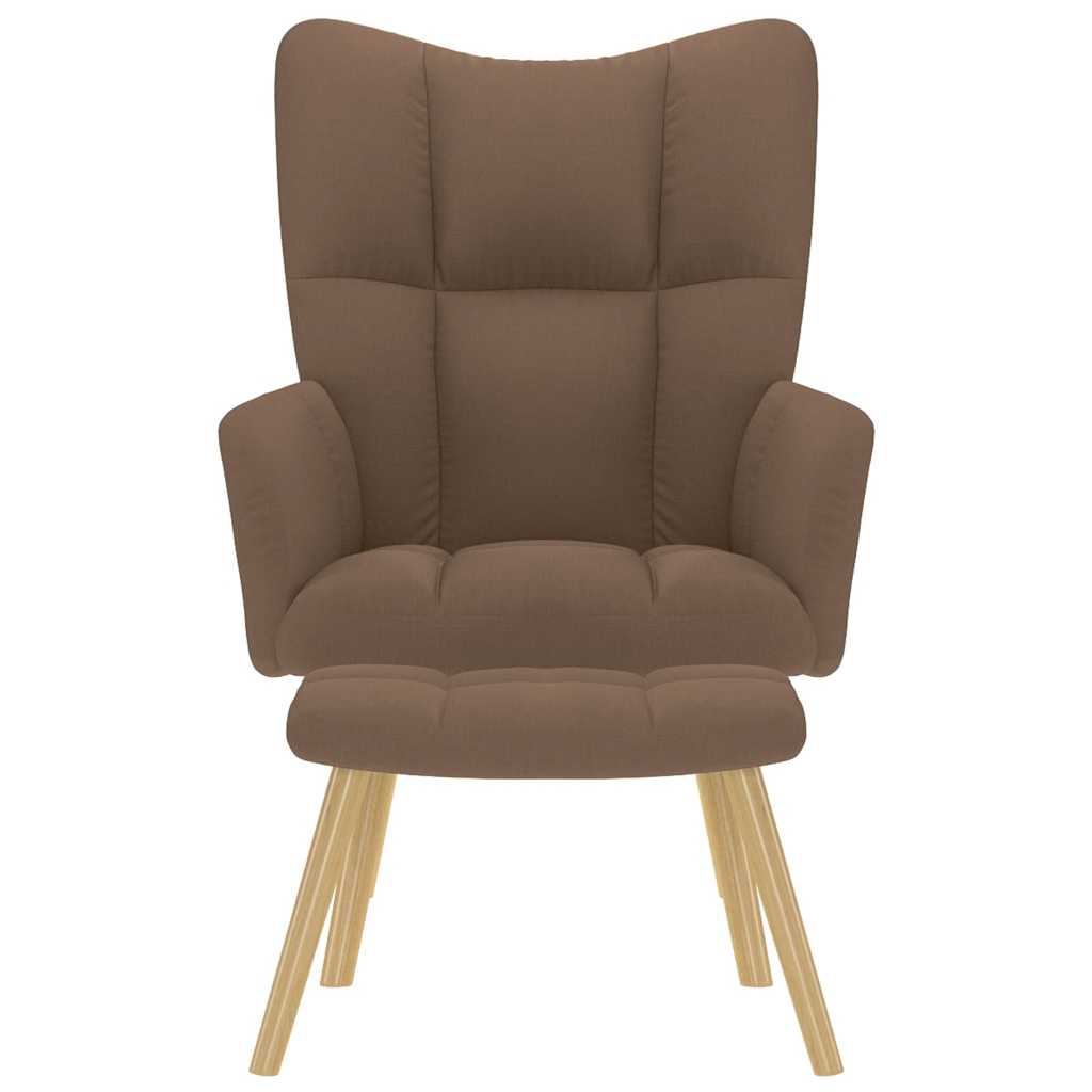 vidaXL Scaun de relaxare cu taburet, maro, textil vidaXL Scaun de relaxare cu taburet, maro, textil