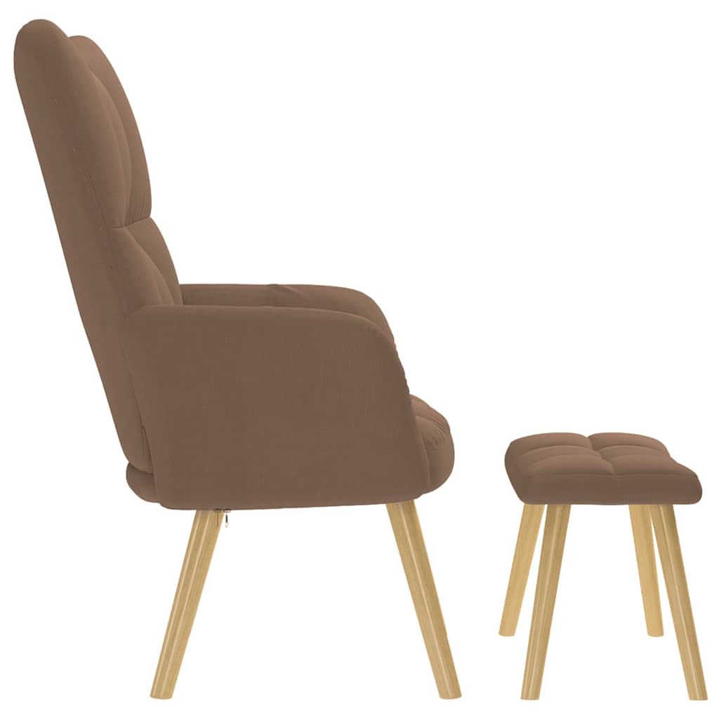 vidaXL Scaun de relaxare cu taburet, maro, textil vidaXL Scaun de relaxare cu taburet, maro, textil