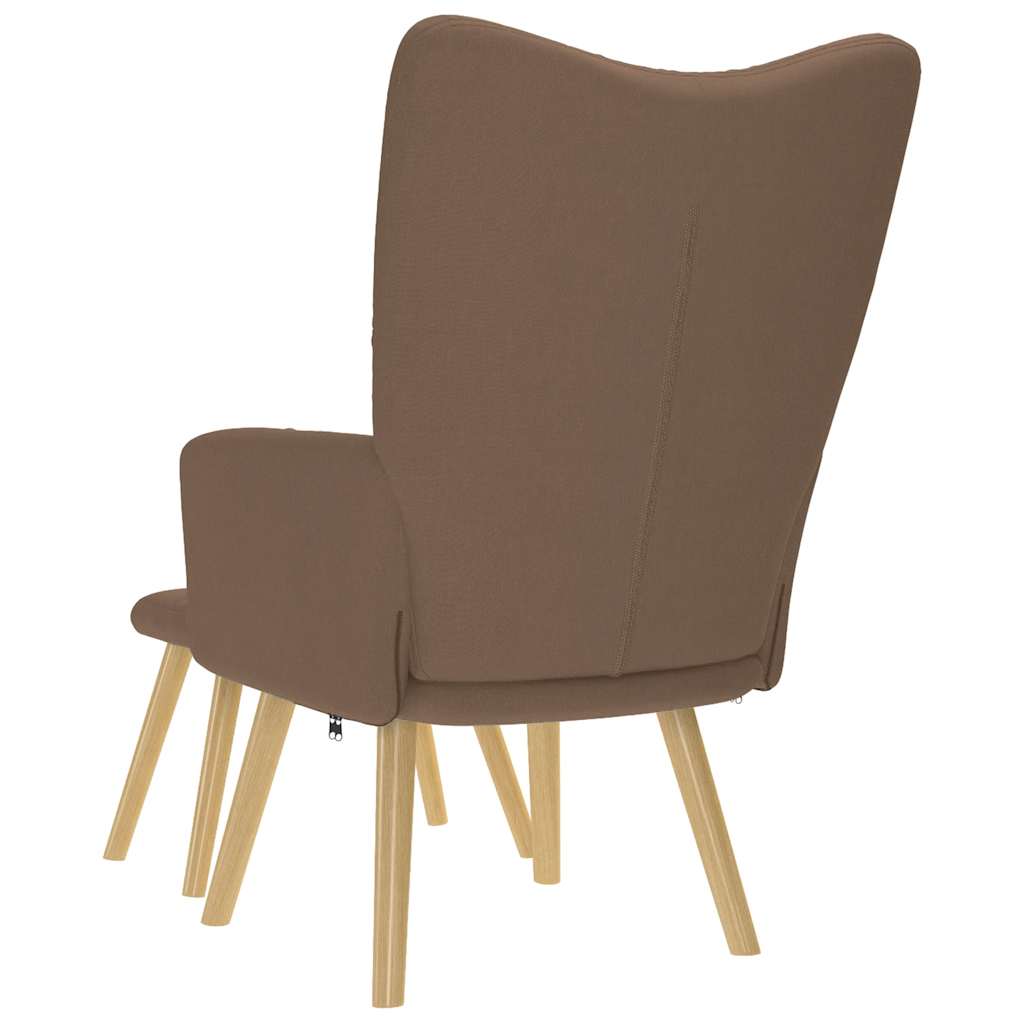 vidaXL Scaun de relaxare cu taburet, maro, textil vidaXL Scaun de relaxare cu taburet, maro, textil