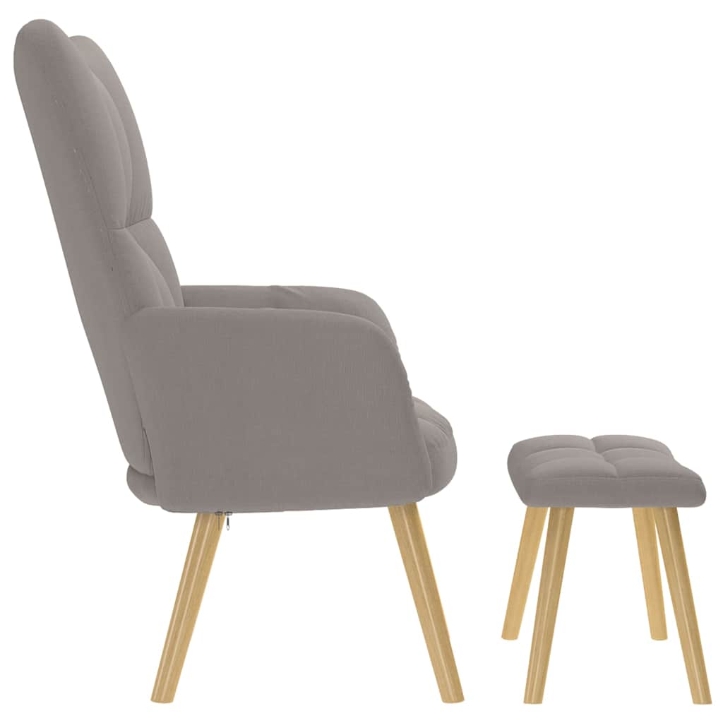 vidaXL Scaun de relaxare cu taburet, gri taupe, textil vidaXL Scaun de relaxare cu taburet, gri taupe, textil