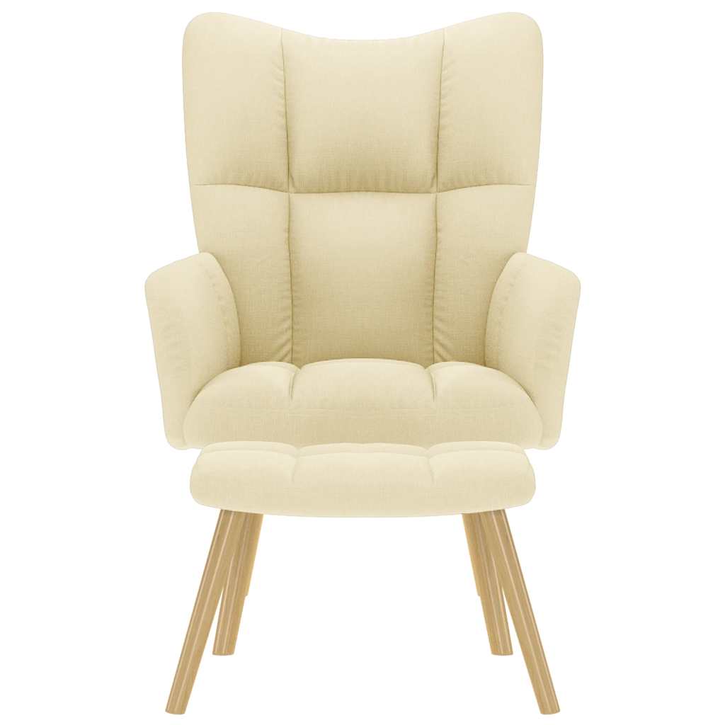 vidaXL Scaun de relaxare cu taburet, crem, textil vidaXL Scaun de relaxare cu taburet, crem, textil
