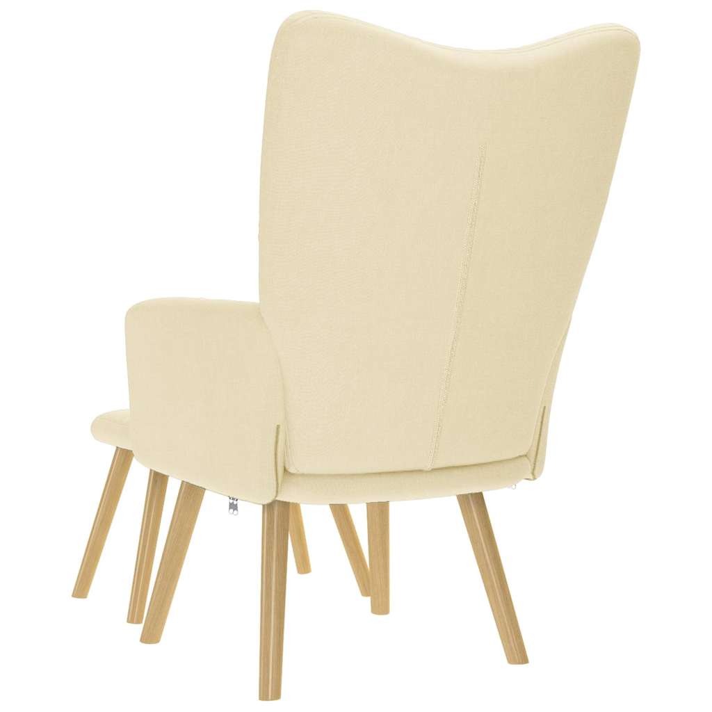 vidaXL Scaun de relaxare cu taburet, crem, textil vidaXL Scaun de relaxare cu taburet, crem, textil