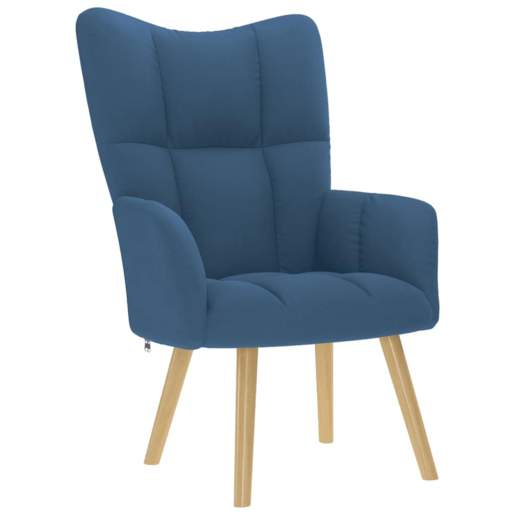 vidaXL Scaun de relaxare cu taburet, albastru, textil vidaXL Scaun de relaxare cu taburet, albastru, textil
