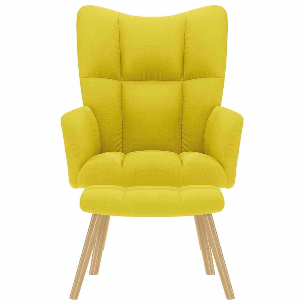 vidaXL Scaun de relaxare cu taburet din material galben deschis vidaXL Scaun de relaxare cu taburet din material galben deschis
