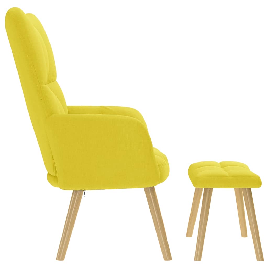 vidaXL Scaun de relaxare cu taburet din material galben deschis vidaXL Scaun de relaxare cu taburet din material galben deschis