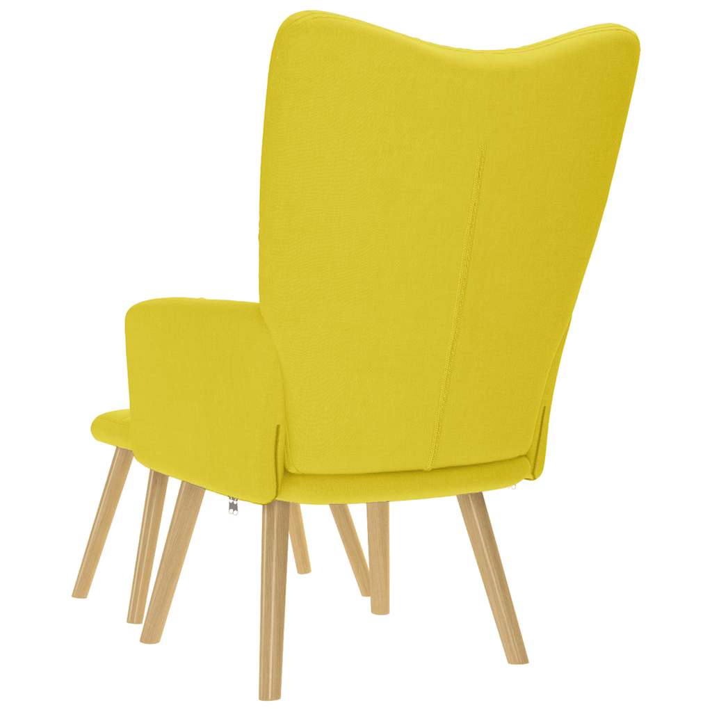 vidaXL Scaun de relaxare cu taburet din material galben deschis vidaXL Scaun de relaxare cu taburet din material galben deschis