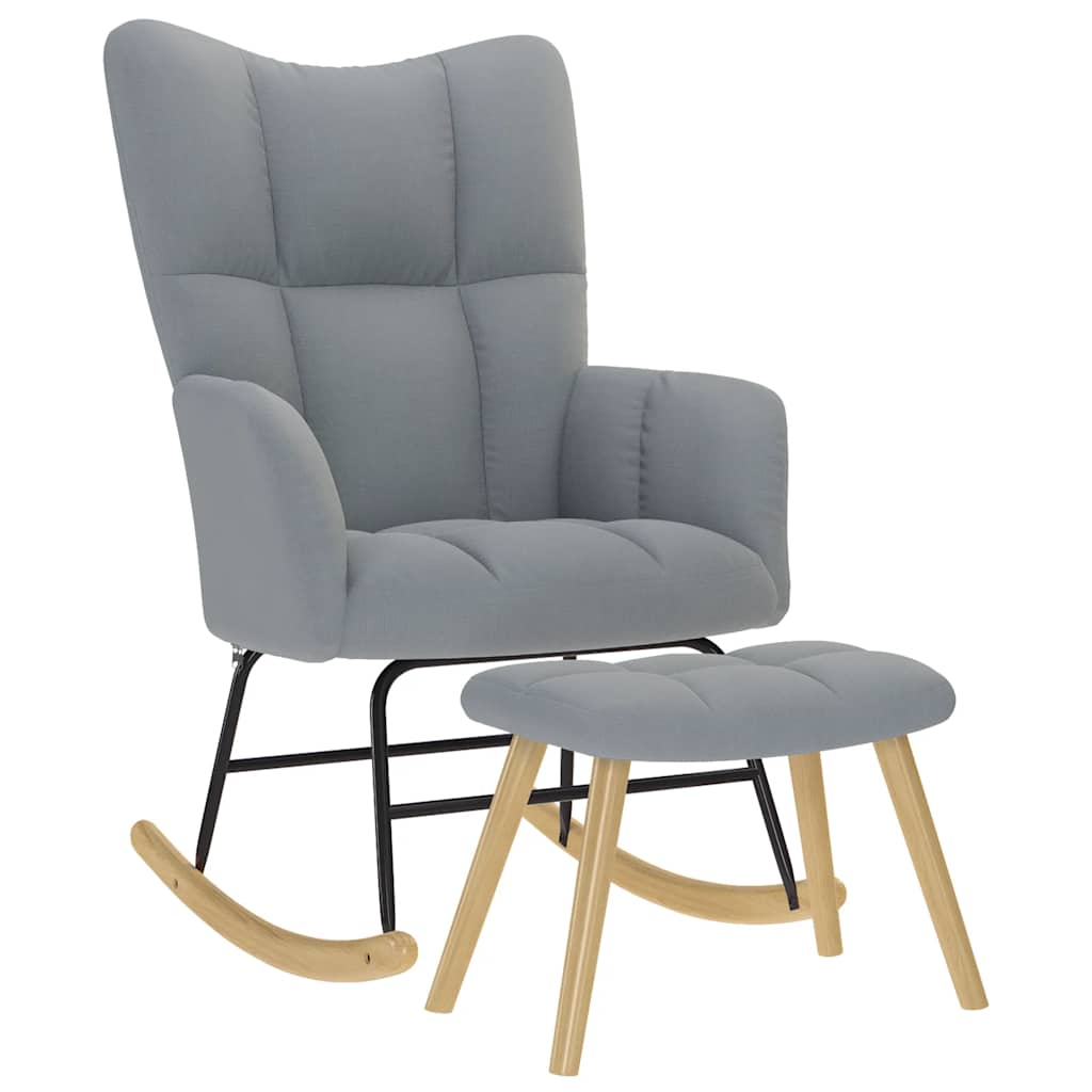 vidaXL Scaun balansoar cu taburet, gri deschis, textil vidaXL Scaun balansoar cu taburet, gri deschis, textil