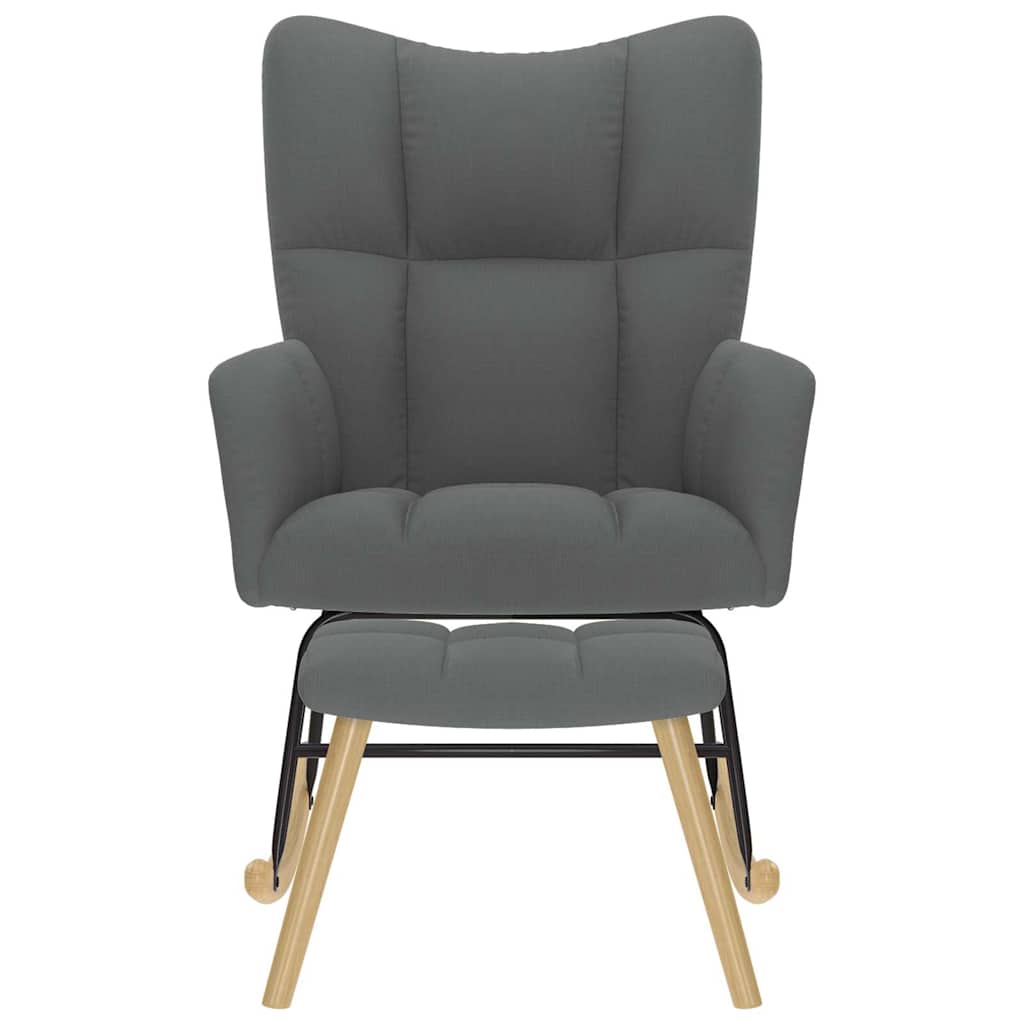 vidaXL Scaun balansoar cu taburet, gri închis, textil