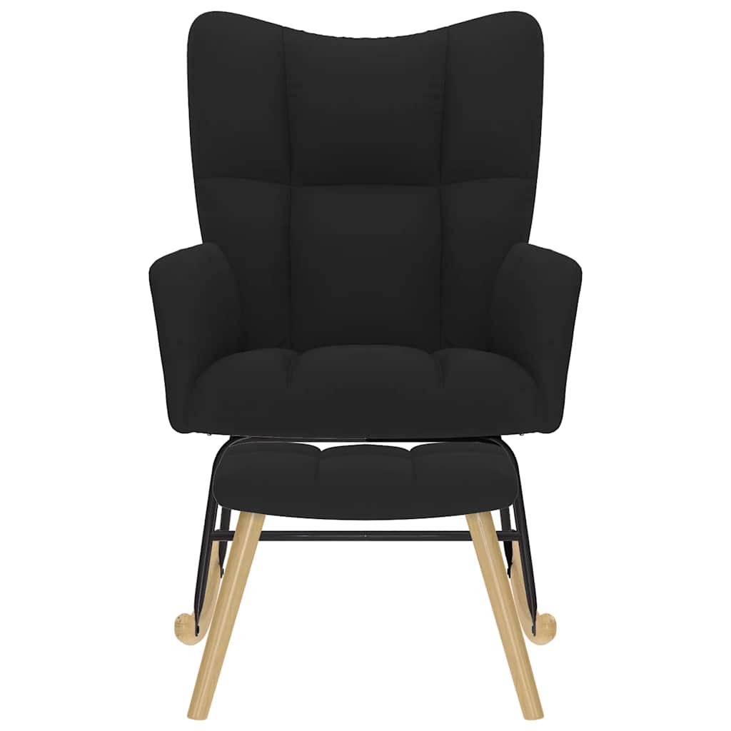 vidaXL Scaun balansoar cu taburet, Negru, material textil vidaXL Scaun balansoar cu taburet, Negru, material textil