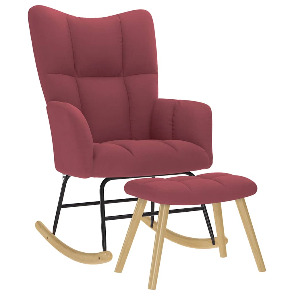 vidaXL Scaun balansoar cu taburet, roșu vin, material textil vidaXL Scaun balansoar cu taburet, roșu vin, material textil