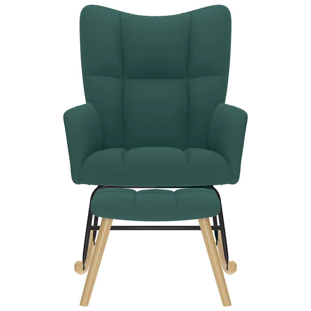 vidaXL Scaun balansoar cu taburet, verde închis, textil vidaXL Scaun balansoar cu taburet, verde închis, textil