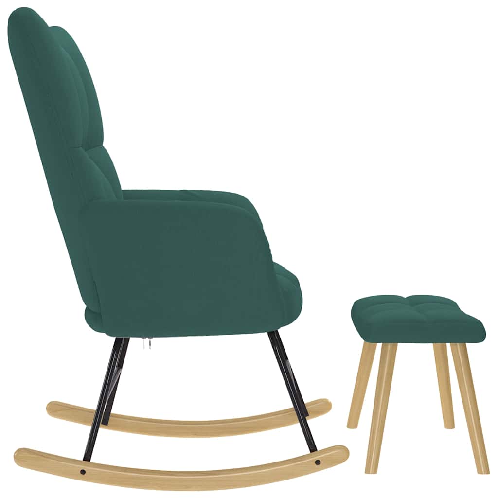 vidaXL Scaun balansoar cu taburet, verde închis, textil vidaXL Scaun balansoar cu taburet, verde închis, textil