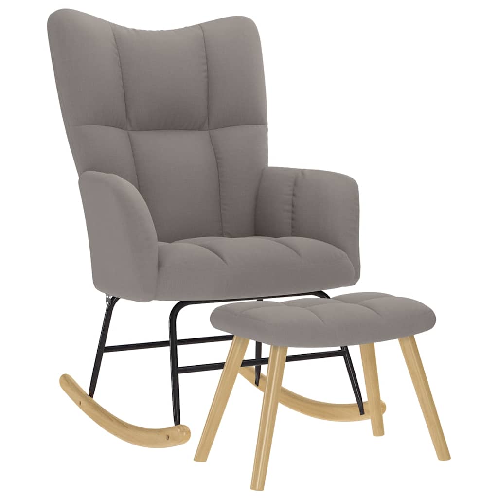 vidaXL Scaun balansoar cu taburet, gri taupe, material textil vidaXL Scaun balansoar cu taburet, gri taupe, material textil