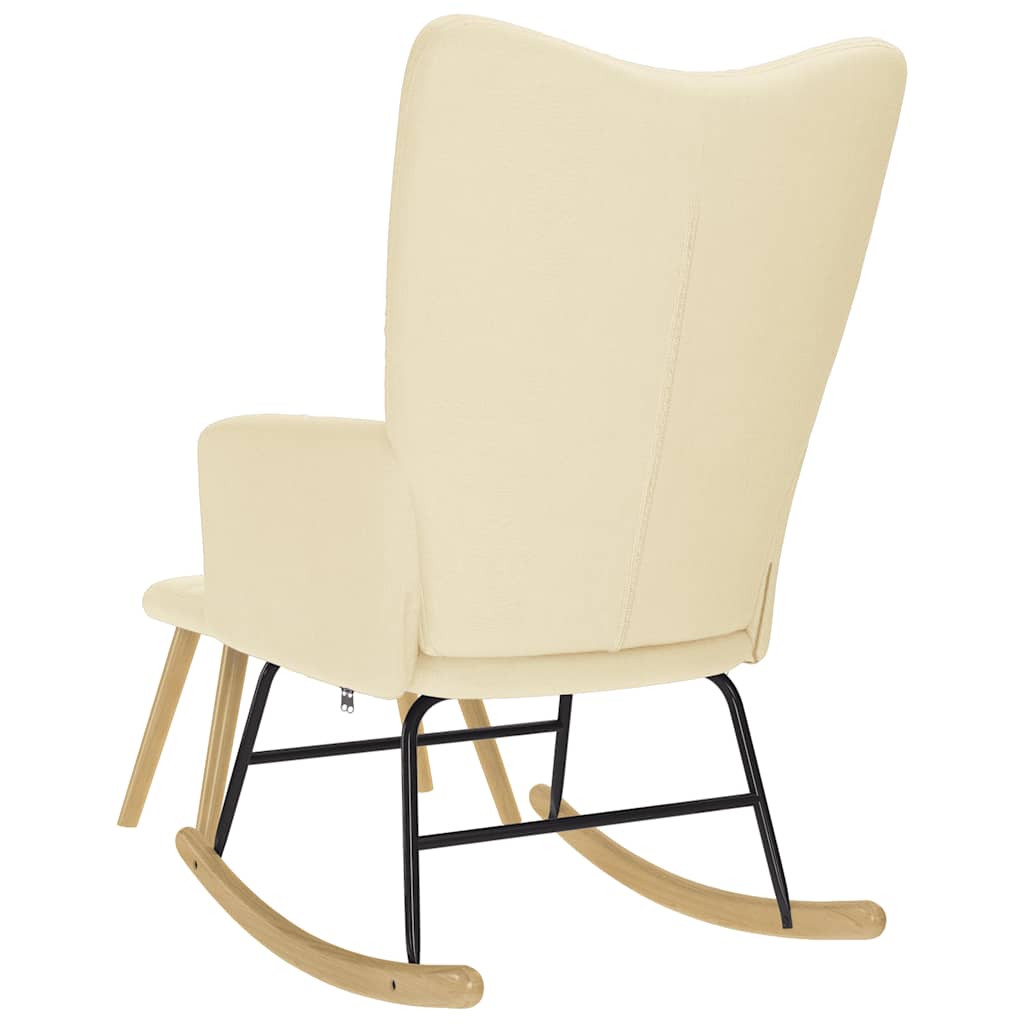 vidaXL Scaun balansoar cu taburet, crem, material textil