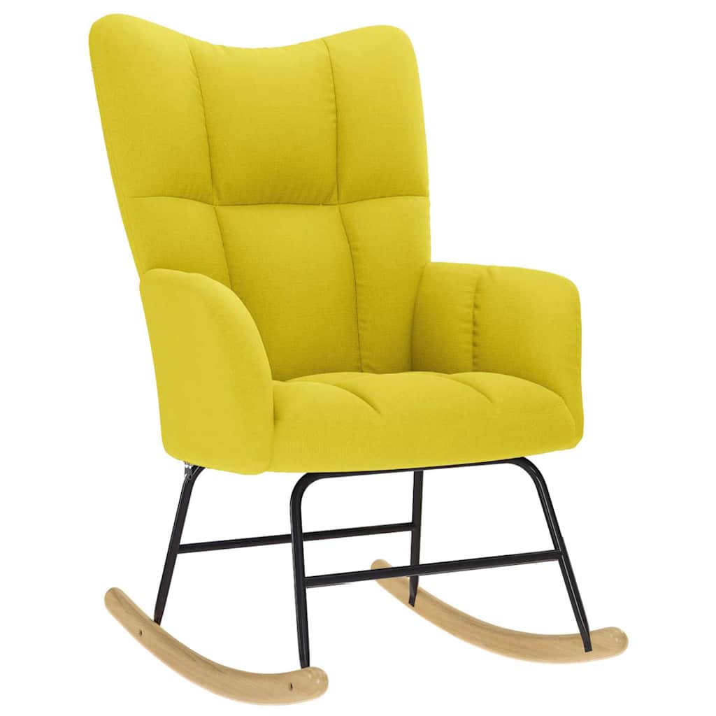 vidaXL Scaun balansoar cu taburet din material galben deschis vidaXL Scaun balansoar cu taburet din material galben deschis