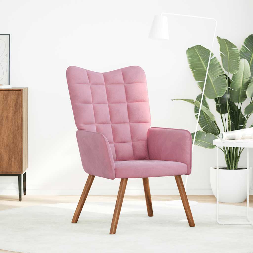 vidaXL Scaun de relaxare, roz, catifea vidaXL Scaun de relaxare, roz, catifea