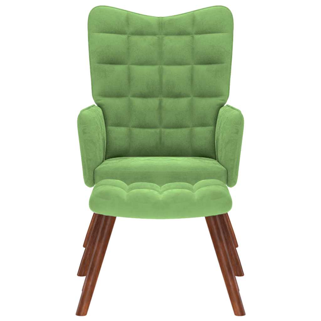 vidaXL Scaun de relaxare cu taburet, verde deschis, catifea