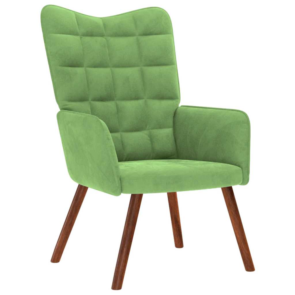 vidaXL Scaun de relaxare cu taburet, verde deschis, catifea