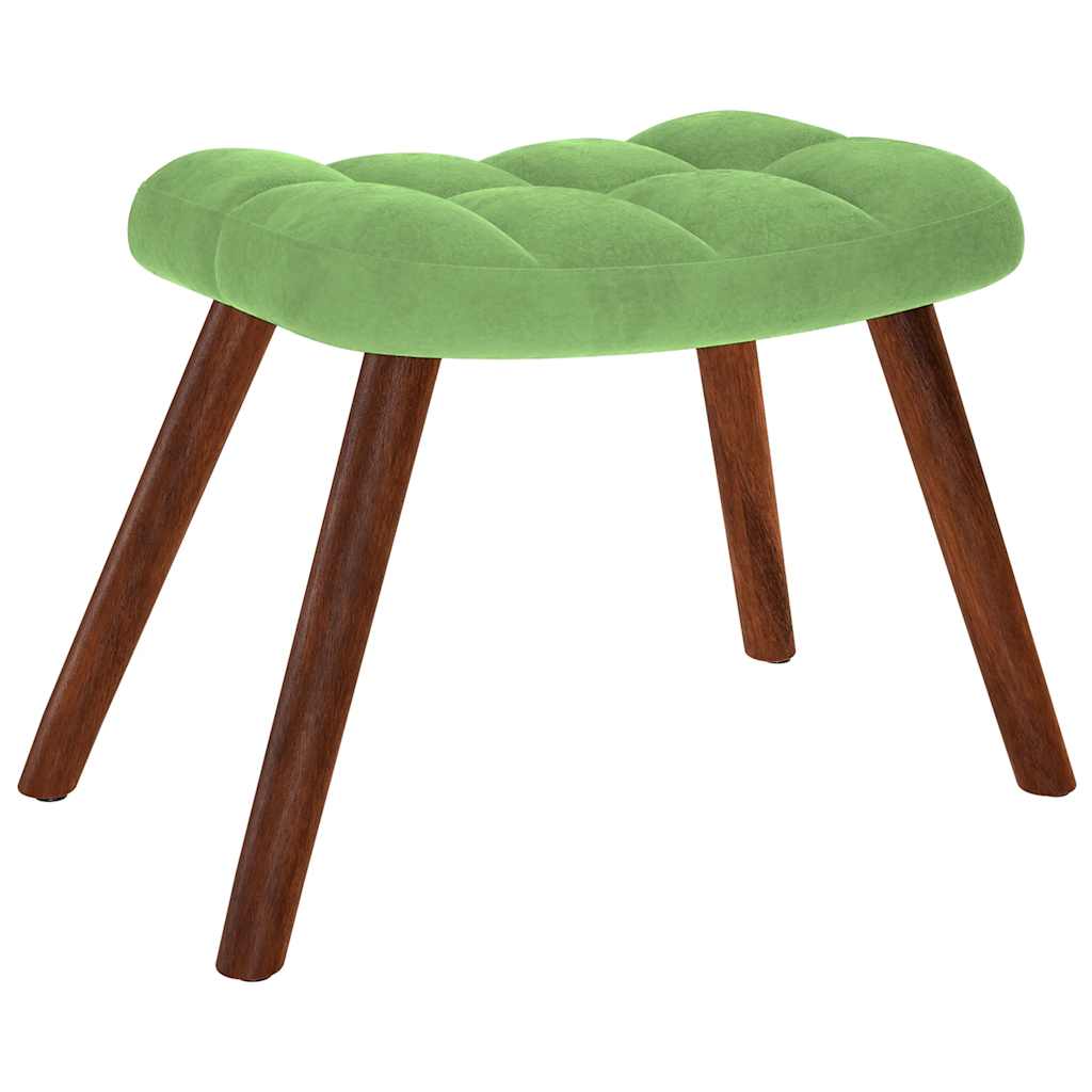 vidaXL Scaun de relaxare cu taburet, verde deschis, catifea