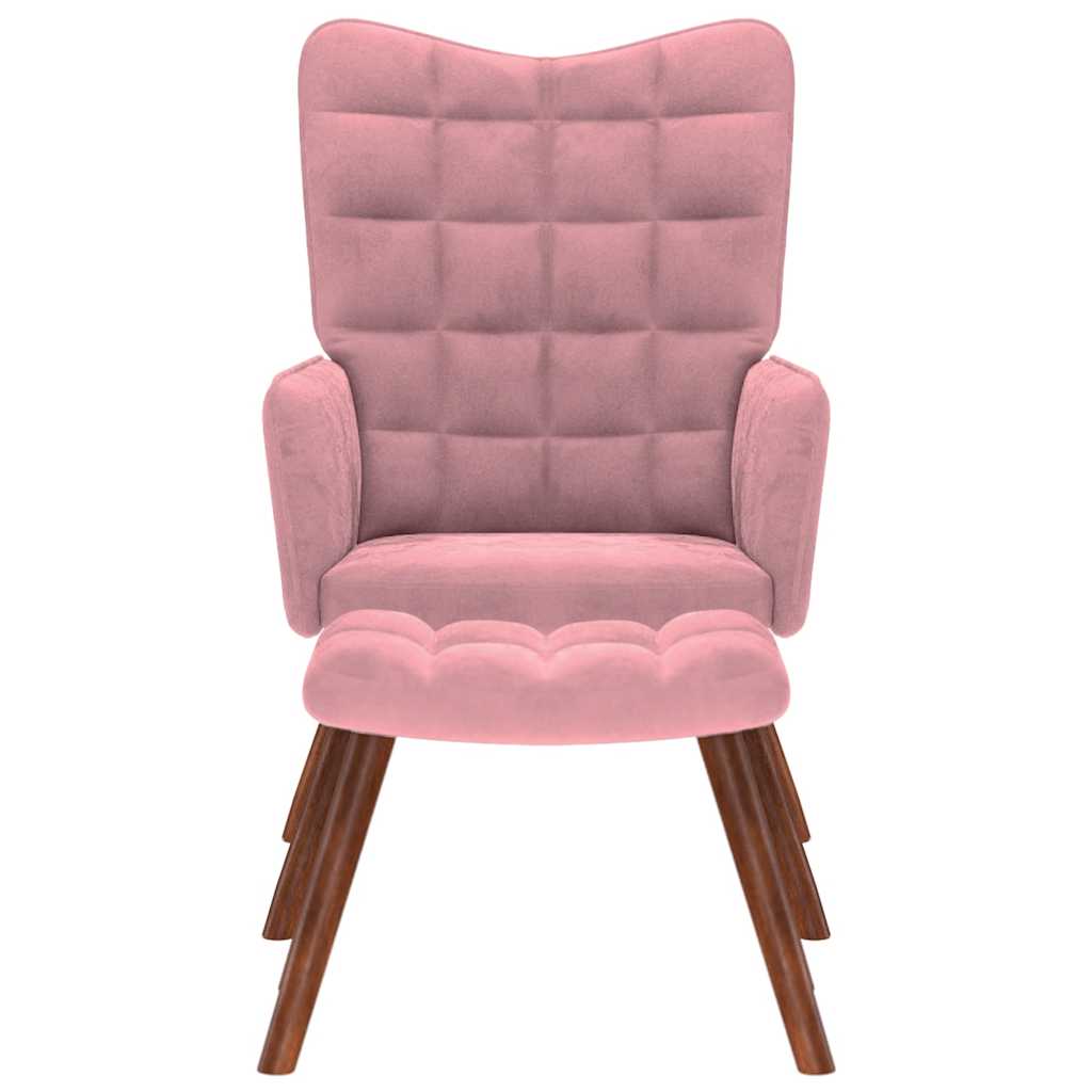 vidaXL Scaun de relaxare cu taburet, roz, catifea