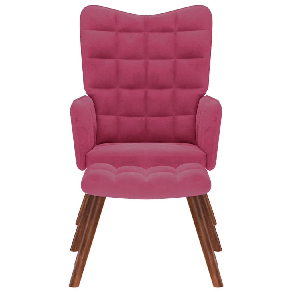 vidaXL Scaun de relaxare cu taburet, roșu vin, catifea