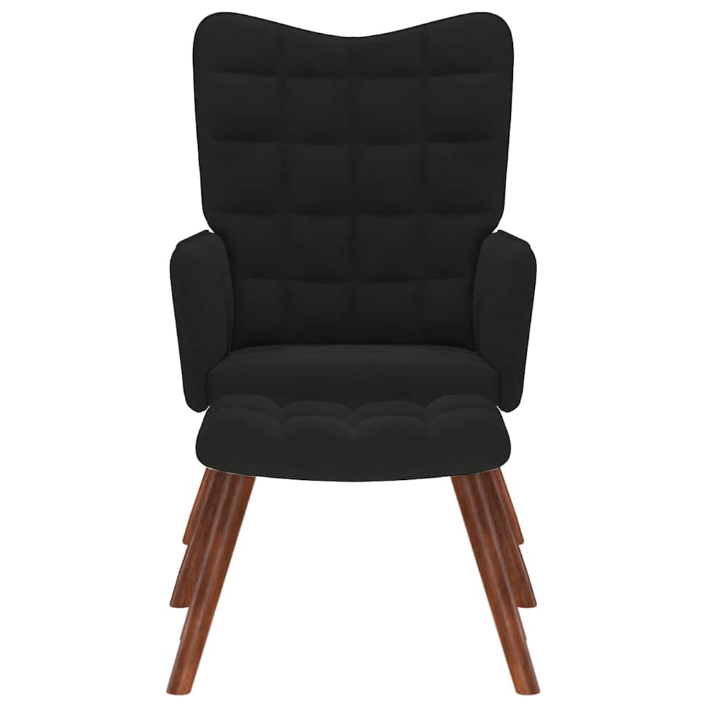 vidaXL Scaun de relaxare cu taburet, negru, catifea vidaXL Scaun de relaxare cu taburet, negru, catifea