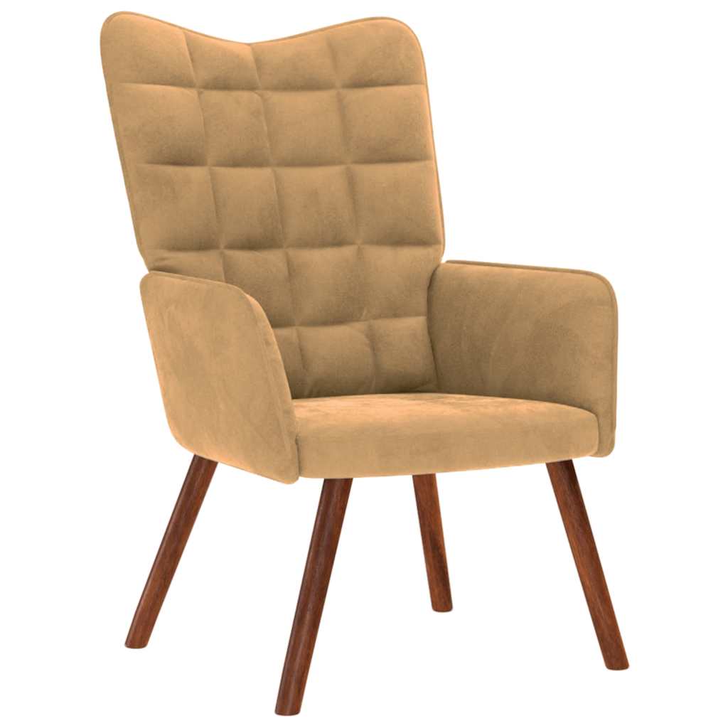 vidaXL Scaun de relaxare cu taburet, maro, catifea vidaXL Scaun de relaxare cu taburet, maro, catifea