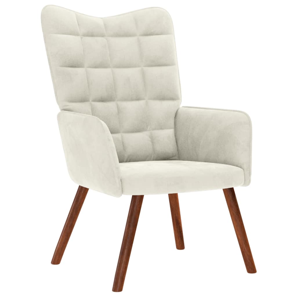 vidaXL Scaun de relaxare cu scaun catifea crem vidaXL Scaun de relaxare cu scaun catifea crem