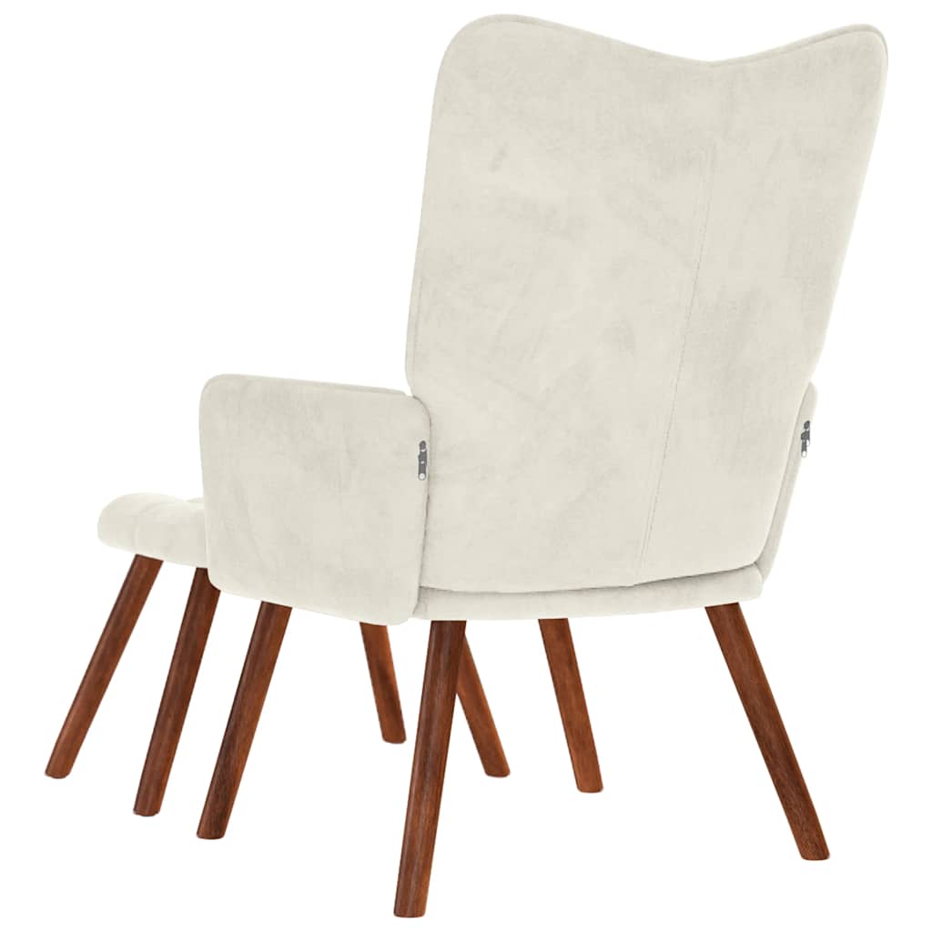 vidaXL Scaun de relaxare cu scaun catifea crem vidaXL Scaun de relaxare cu scaun catifea crem